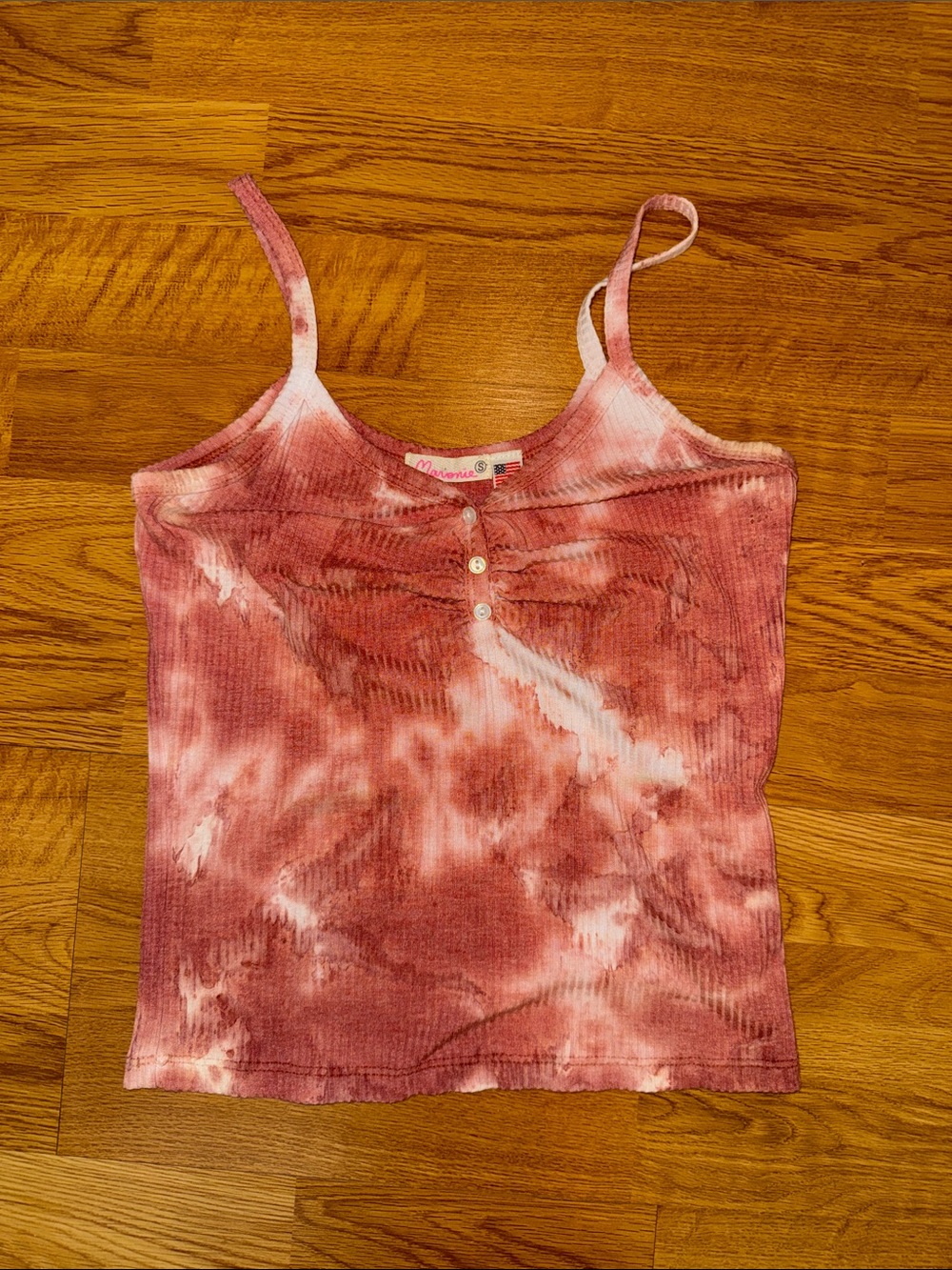 Vanilla Sky Tie-Dye Ribbed Spaghetti Strap Tank